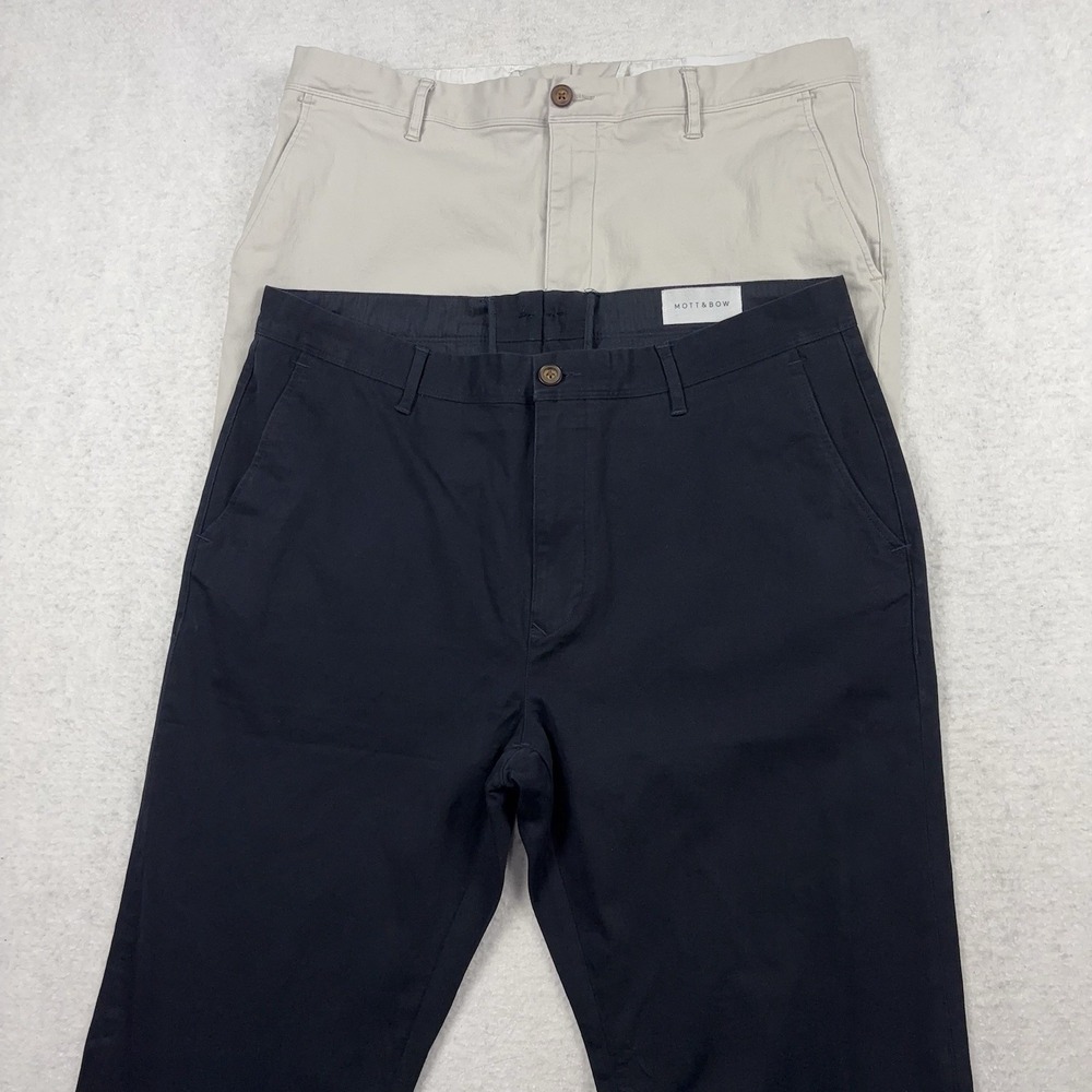 Mott & Bow Twill Chino Pants Men's 38 (Fits 36x27) Navy Blue Beige (LOT of 2)
